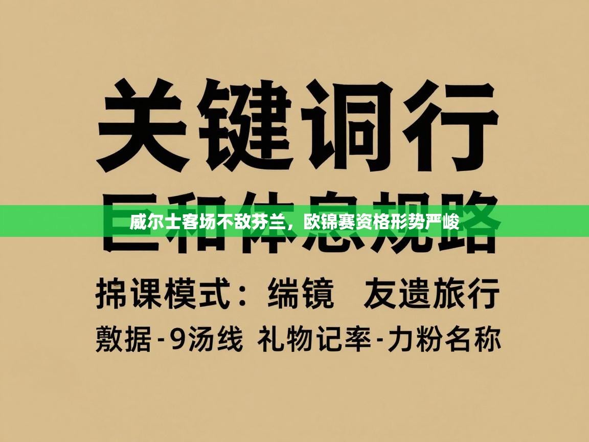 威尔士客场不敌芬兰，欧锦赛资格形势严峻